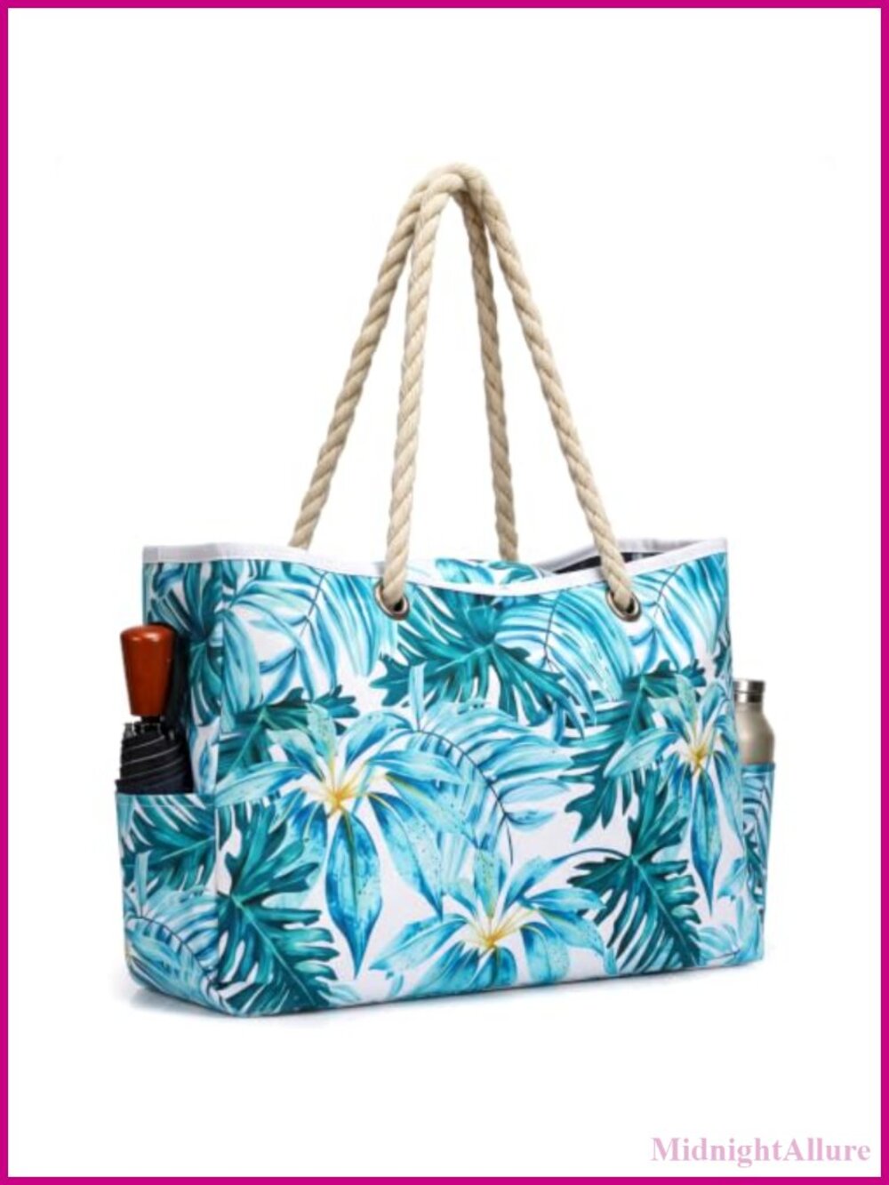 Waterproof Beach Tote Bag with Magnetic Snap Closure, Foldable Travel Pool Bag